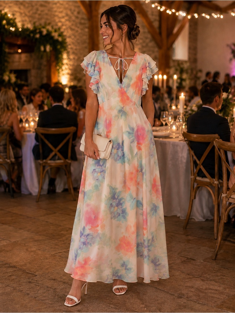 Taylor Pastel Multi Floral Maxi Dress